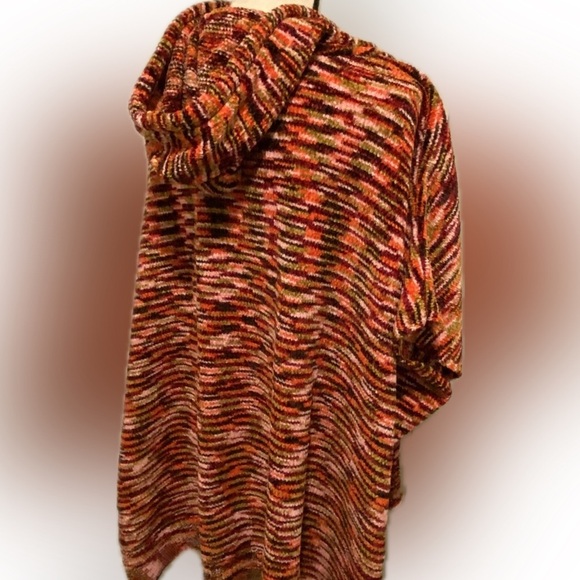 Women’s Poncho Oversized Multicolor Chenille Soft One Size Cozy Hood NEW* NWOT - Picture 12 of 14